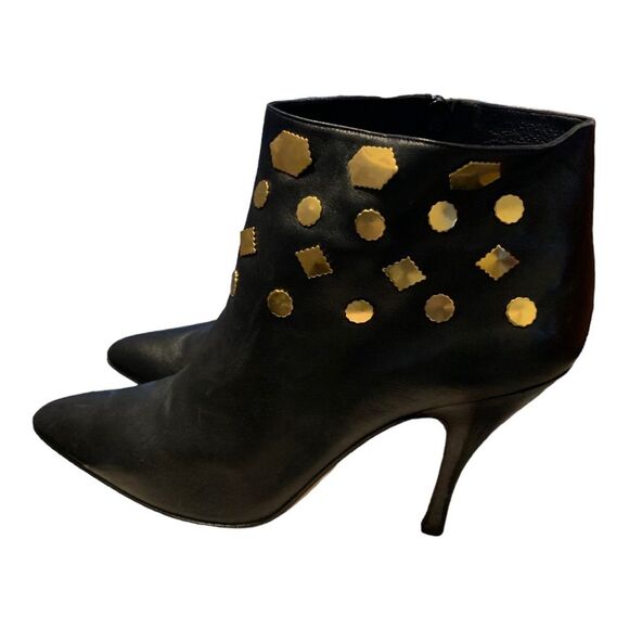 ANDREA PFISTER vintage dead stock black and gold stiletto bootie Italian size 10 - Picture 7 of 13